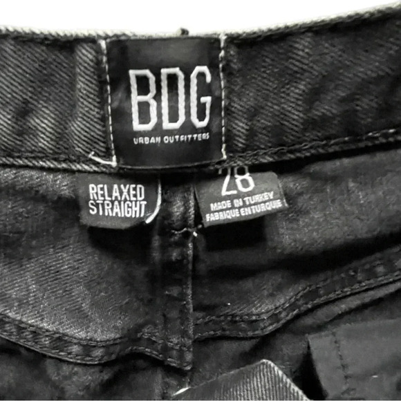 BDG Urban Outfitters High Rise Distressed Relaxed Straight Black Jeans Womens 28 - Picture 5 of 13